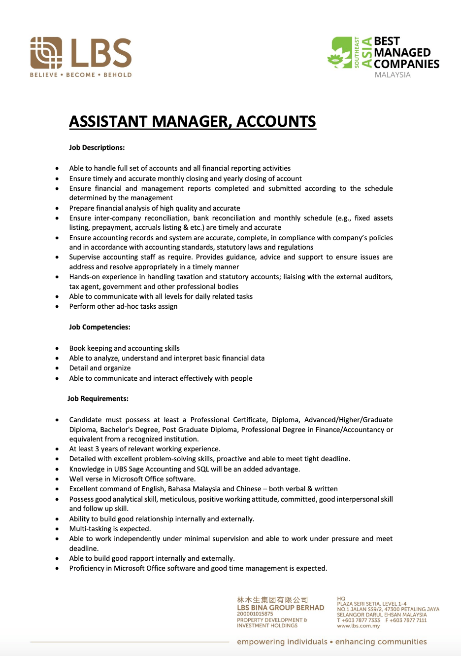 Assistant Accounts Manager 