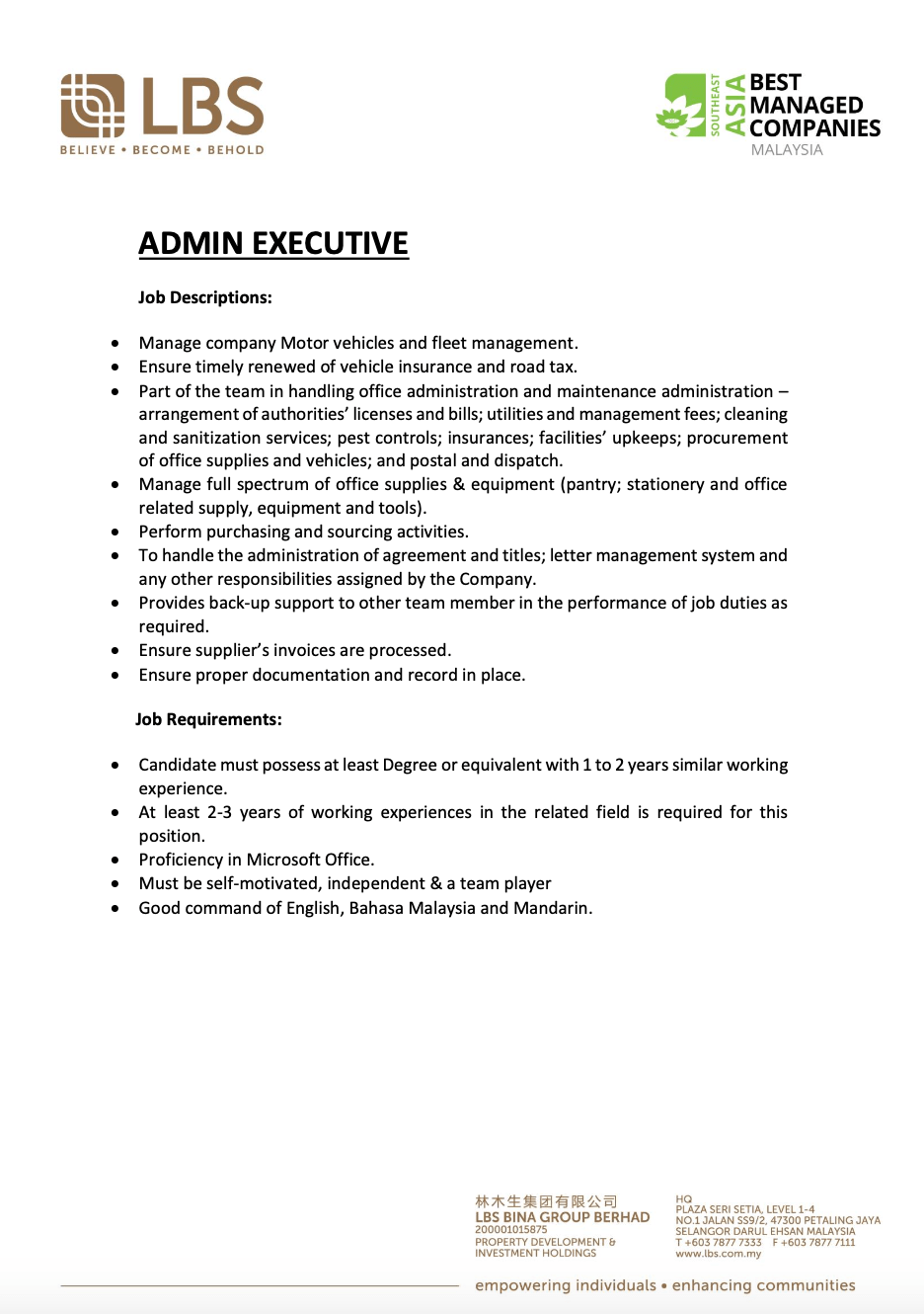 Admin Executive 