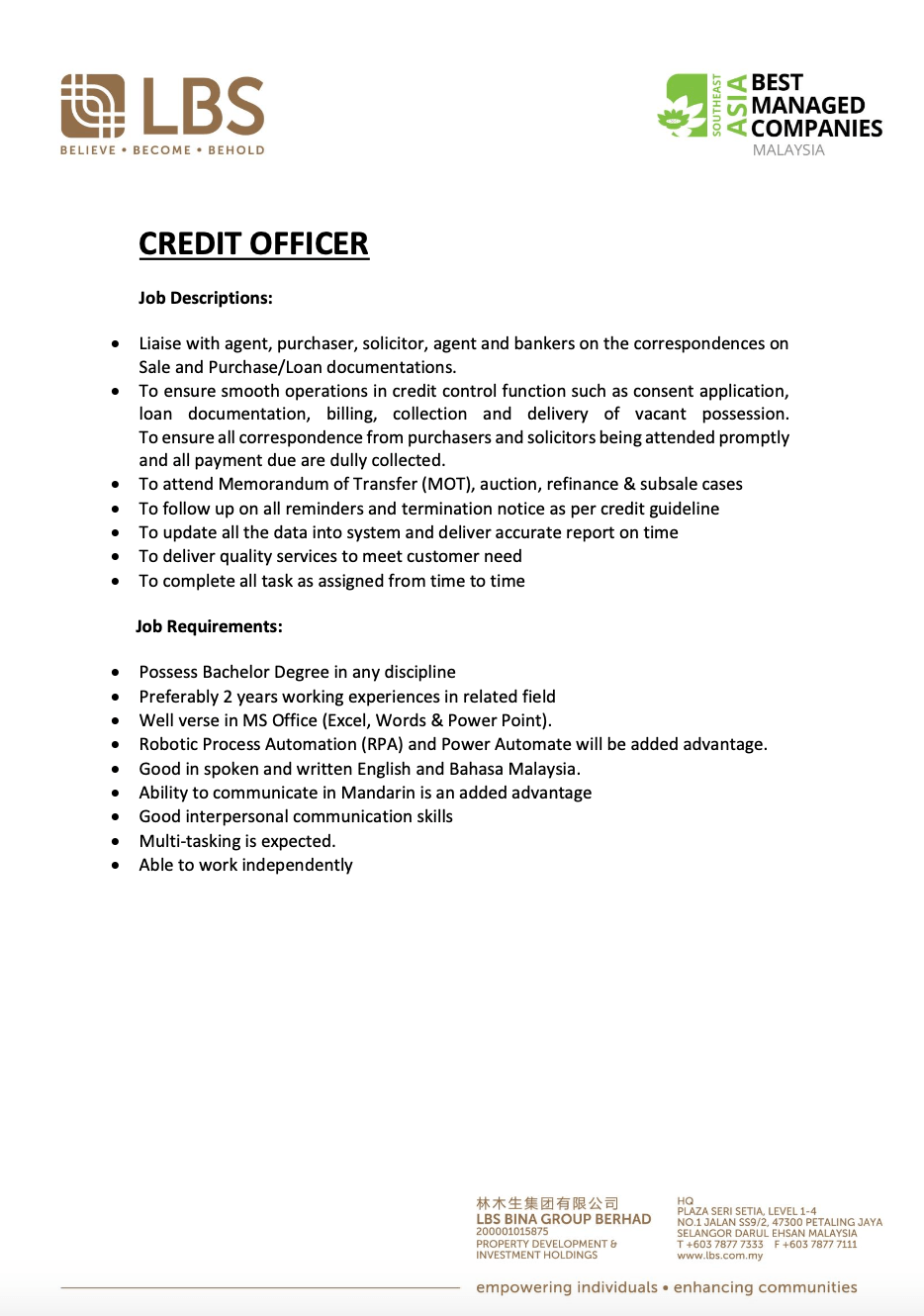 Credit Officer 